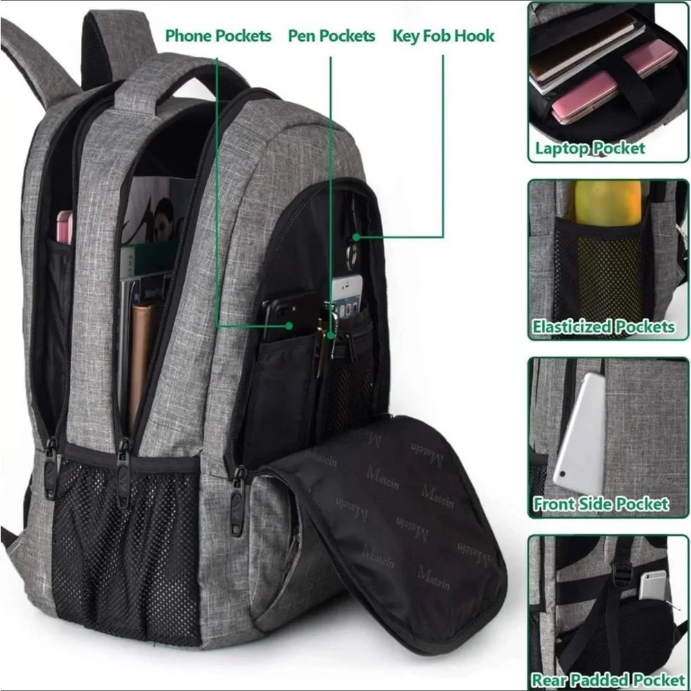 Matein gray fabric multi pocket backpack NWOT